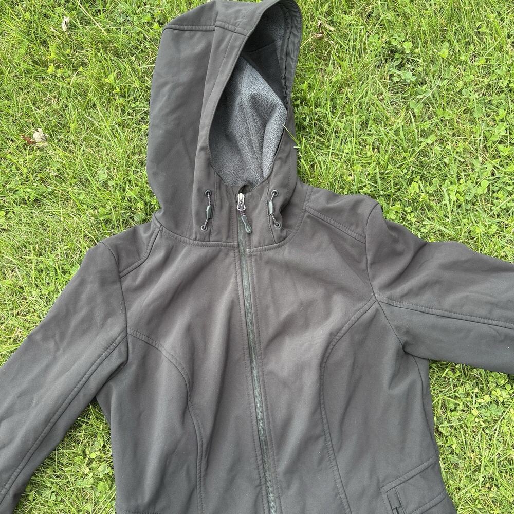Champion Women's Gray Hooded Full Zip Mid-Length Puffer Jacket Zipped Pockets S